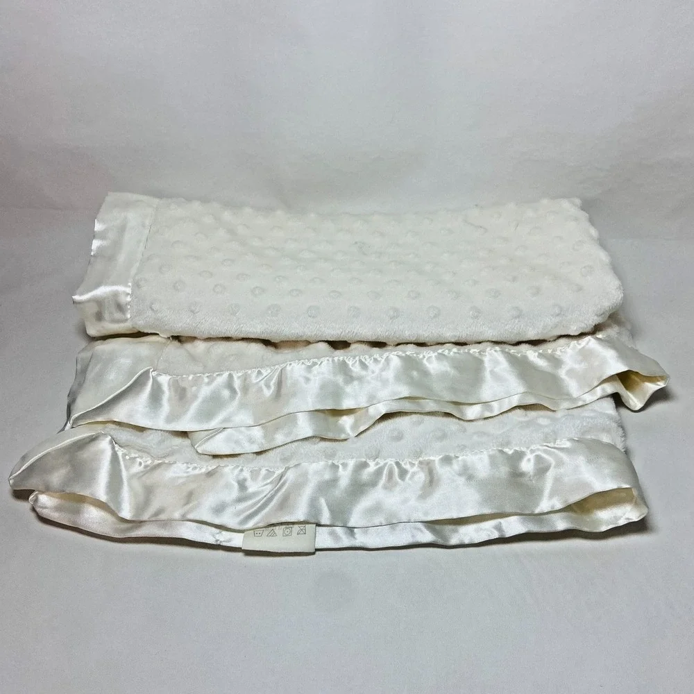 Katie Little Baby‎ Blanket Cream Satin Edge 30x40 Inch Kidsline Soft Plush Dot